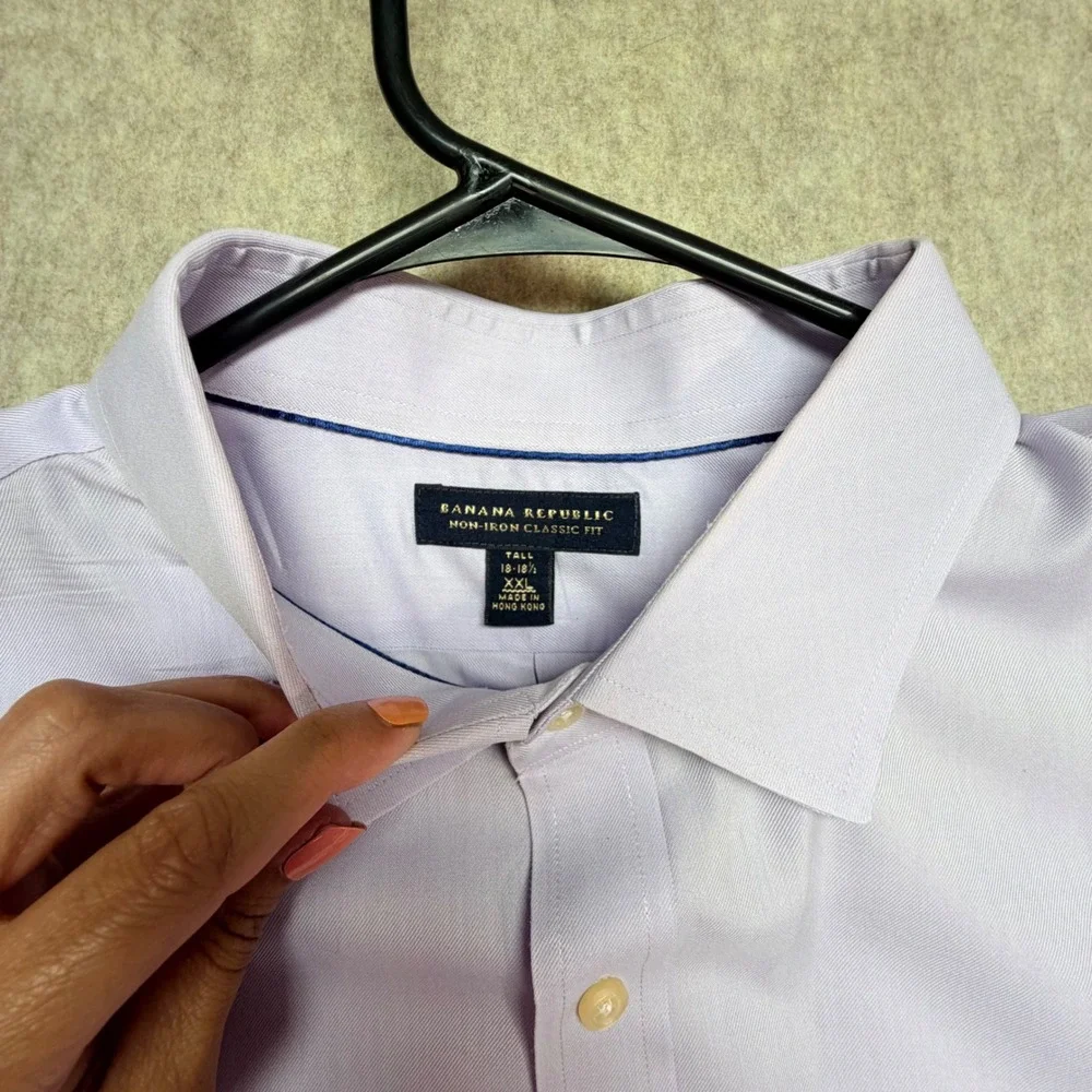 Banana Republic Dress Shirt Mens XXL Tall Purple Non-Iron Classic Fit 2XLT